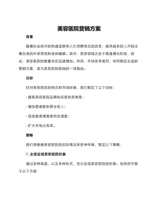美容医院营销方案