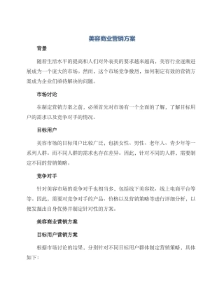 美容商业营销方案
