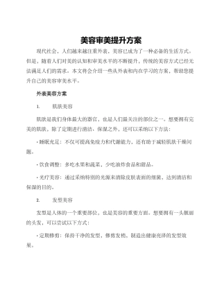 美容审美提升方案