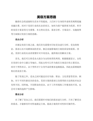 美容方案思路