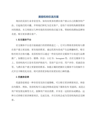 美容机构引流方案