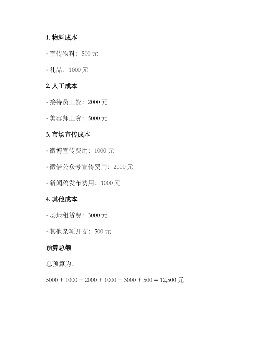 美容活动预算方案_第2页