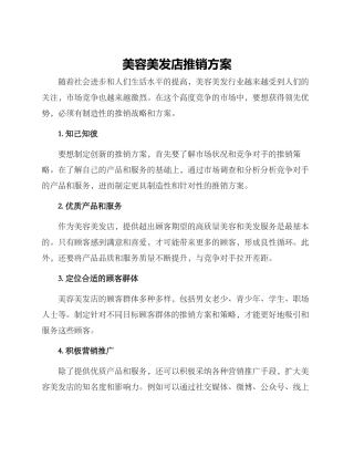 美容美发店推销方案