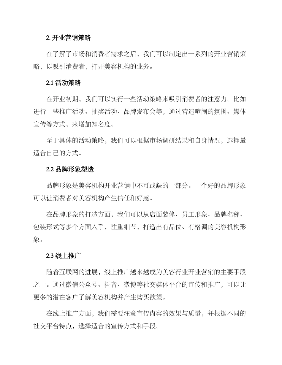 美容行业开业营销方案_第2页
