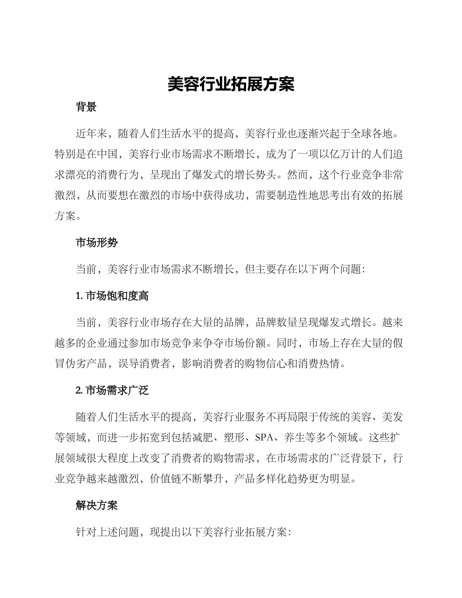 美容行业拓展方案_第1页