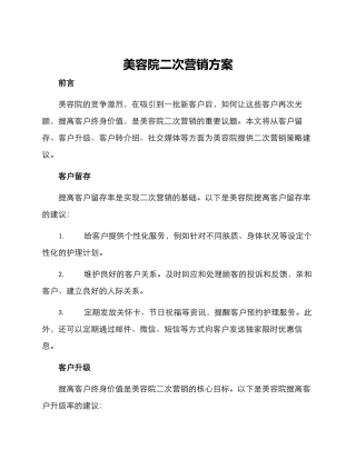 美容院二次营销方案