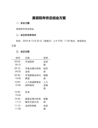 美容院年终总结会方案