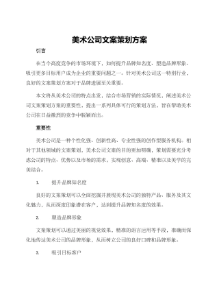 美术公司文案策划方案