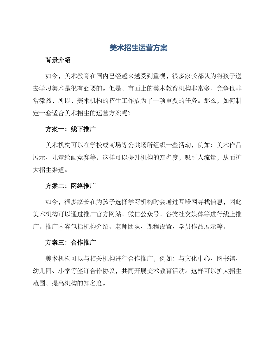 美术招生运营方案_第1页