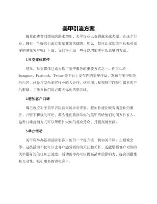 美甲引流方案