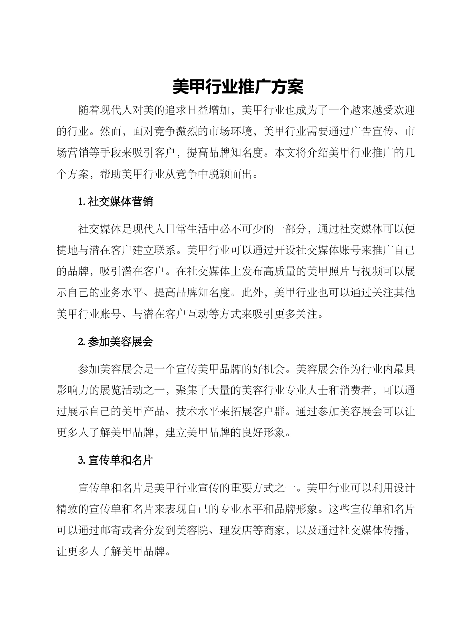 美甲行业推广方案_第1页