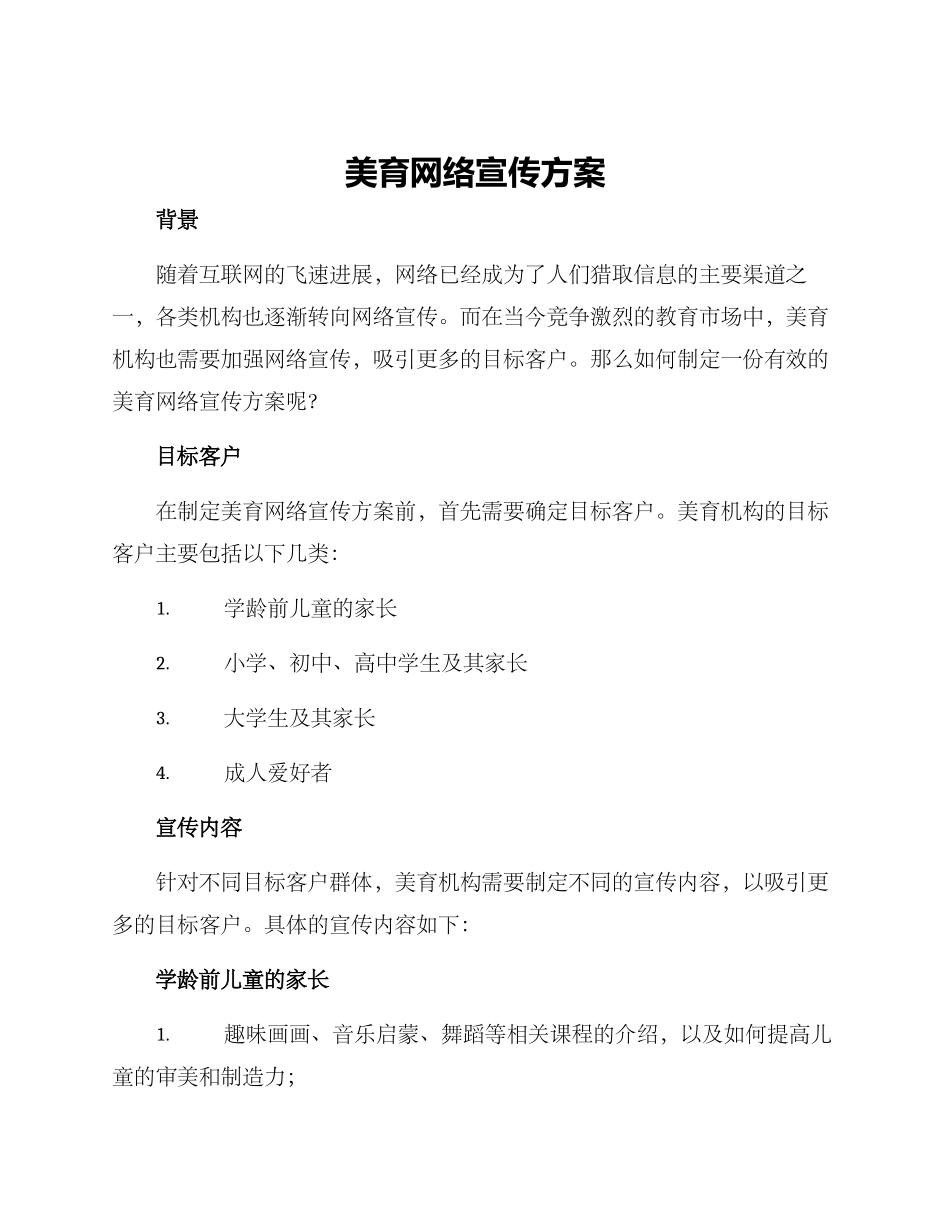 美育网络宣传方案_第1页