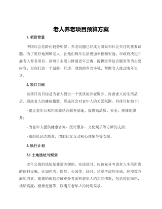 老人养老项目预算方案
