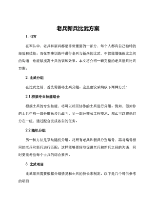 老兵新兵比武方案