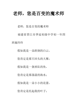 老师-您是百变的魔术师