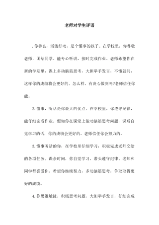 老师对学生评语