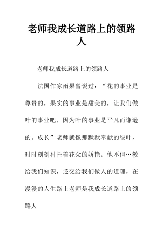 老师我成长道路上的领路人