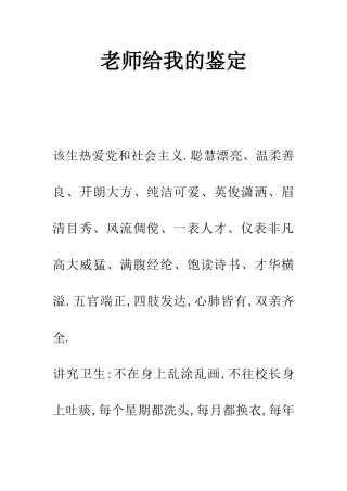 老师给我的鉴定