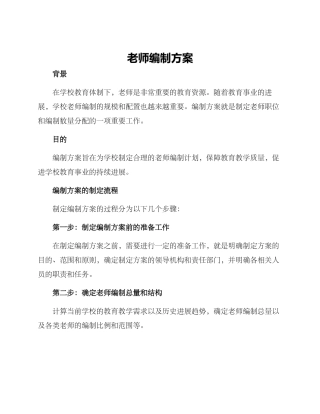 老师编制方案