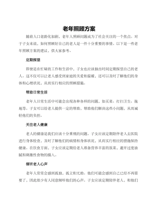 老年照顾方案
