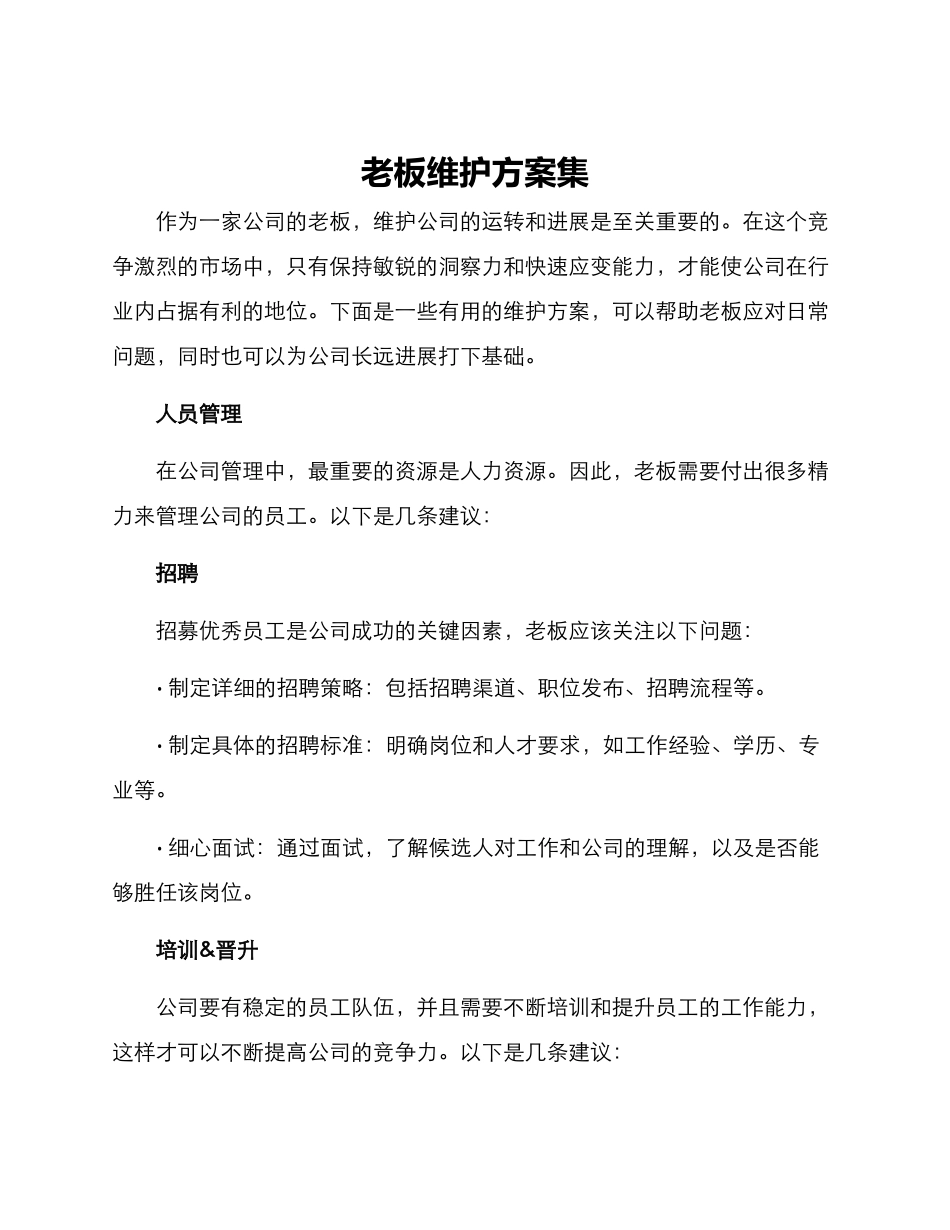 老板维护方案集_第1页