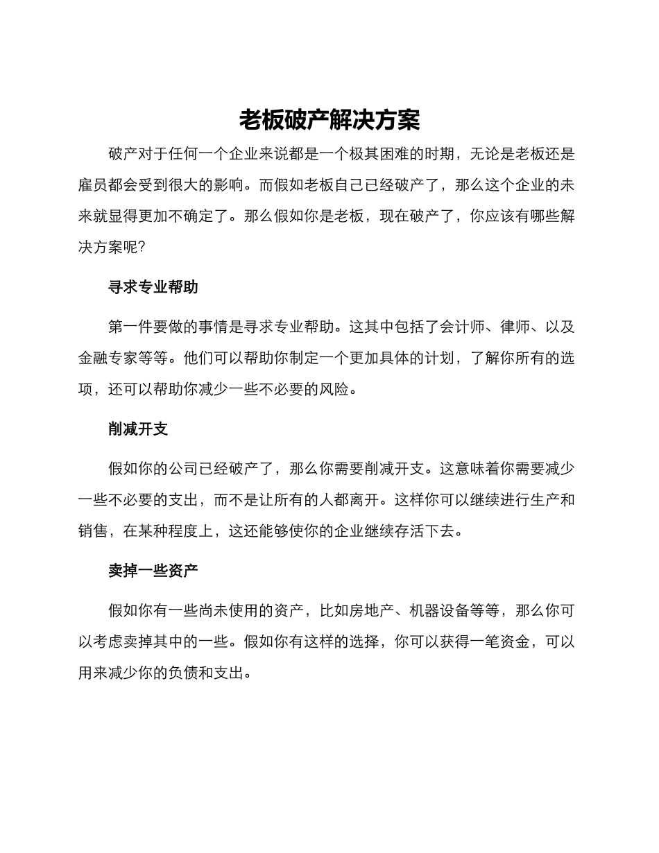 老板破产解决方案_第1页