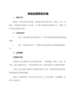 老街运营策划方案
