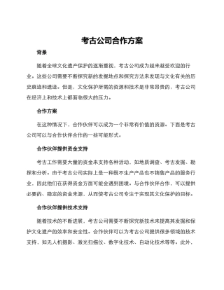 考古公司合作方案