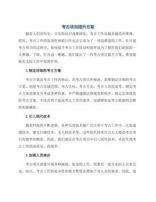 考古项目提升方案