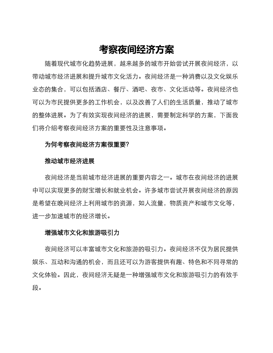 考察夜间经济方案_第1页