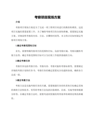 考察项目现场方案