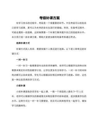 考级补课方案