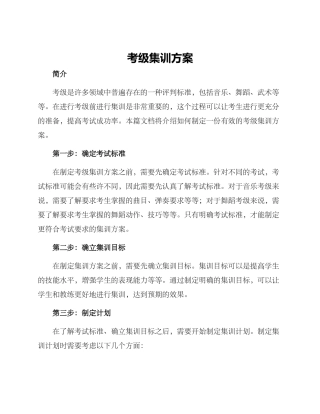 考级集训方案