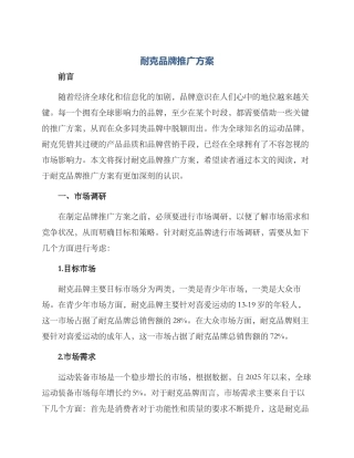 耐克品牌推广方案