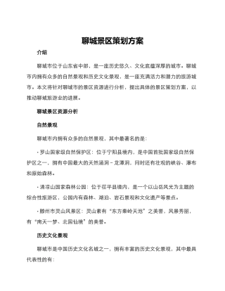 聊城景区策划方案