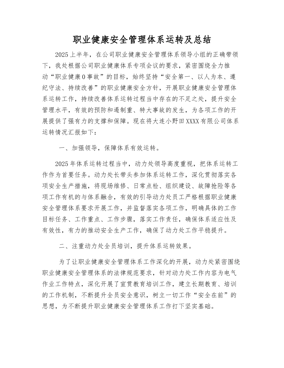 职业健康安全管理体系运行及总结_第1页