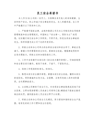 职工安全承诺书