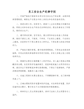 职工安全生产纪律守则
