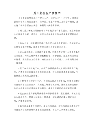 职工安全生产责任书