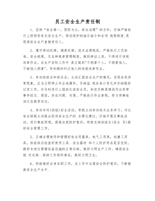 职工安全生产责任制