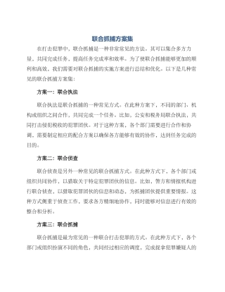 联合抓捕方案集