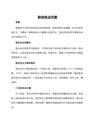 联合执法方案