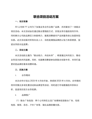 联合项目活动方案