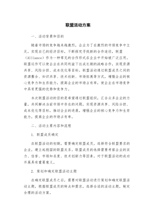 联盟活动方案