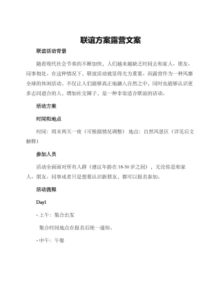 联谊方案露营文案