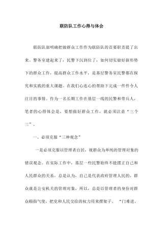 联防队工作心得与体会