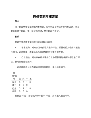 聘任专家考核方案