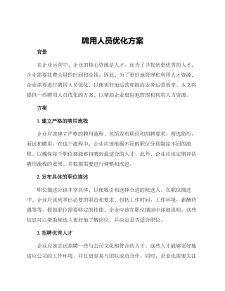 聘用人员优化方案