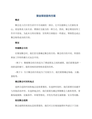 聚会策划宣传方案