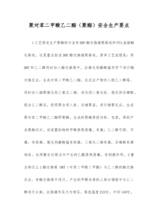 聚对苯二甲酸乙二酯安全生产要点